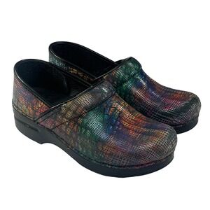 Dansko Professional Clogs Womens 38/7.5-8 Multi Color Stained Glass Leather Shoe